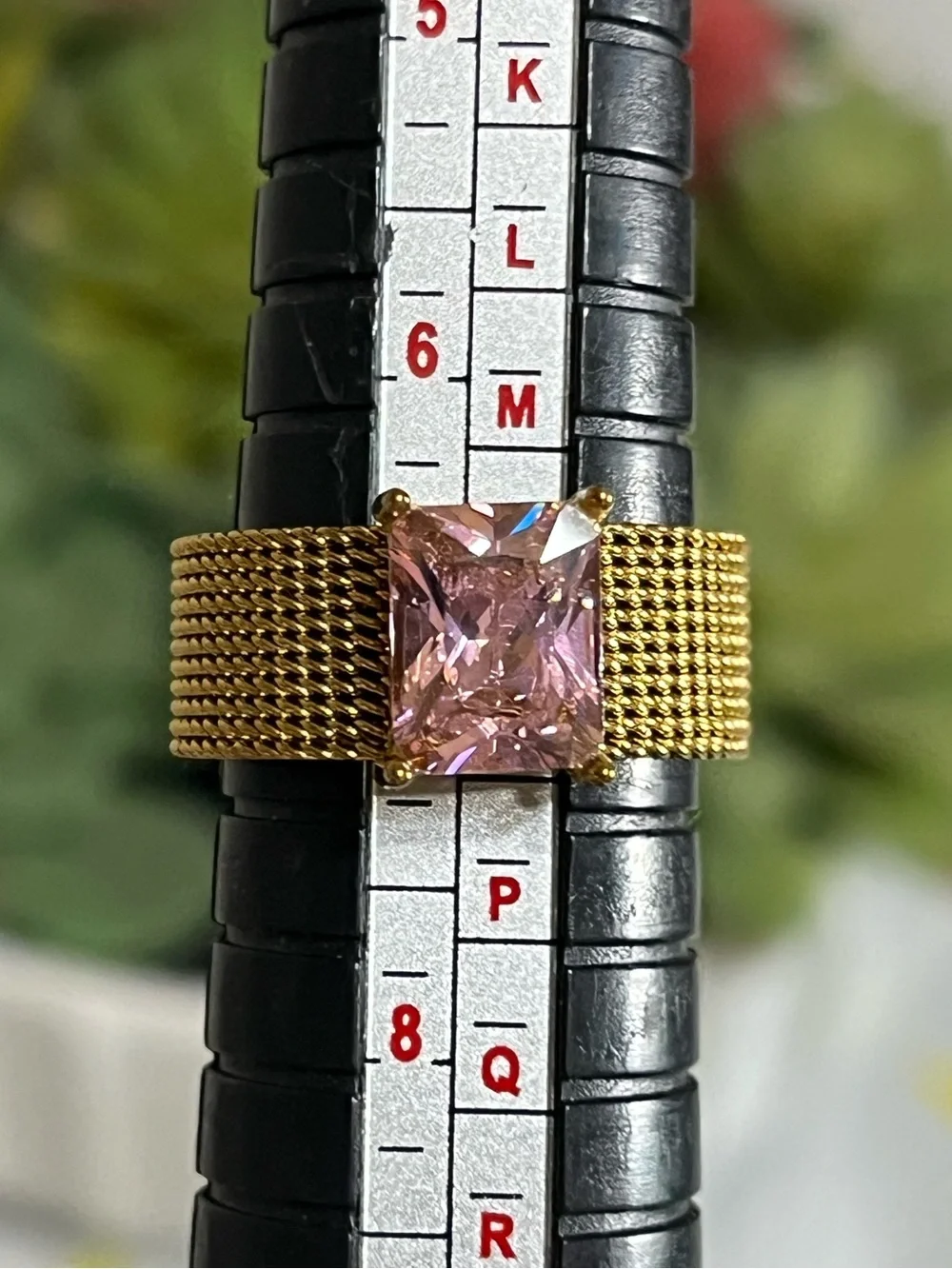 Pink Golden Mesh Ring